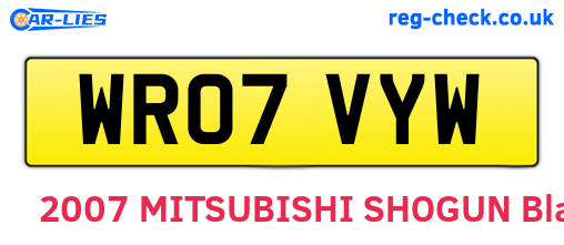 WR07VYW are the vehicle registration plates.