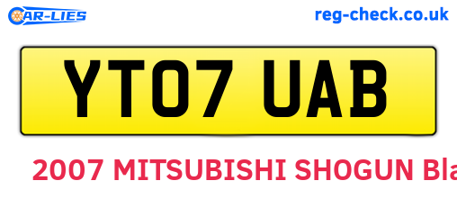 YT07UAB are the vehicle registration plates.