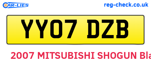 YY07DZB are the vehicle registration plates.