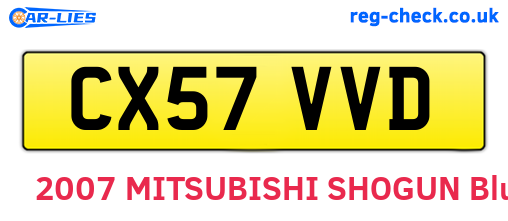 CX57VVD are the vehicle registration plates.