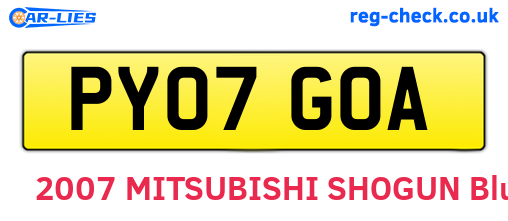 PY07GOA are the vehicle registration plates.