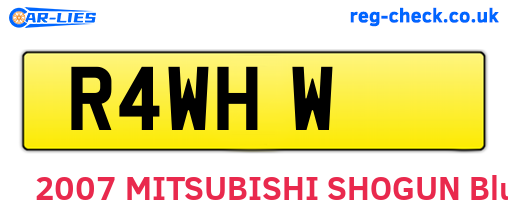 R4WHW are the vehicle registration plates.