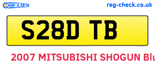 S28DTB are the vehicle registration plates.