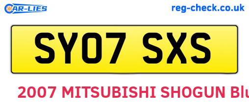 SY07SXS are the vehicle registration plates.