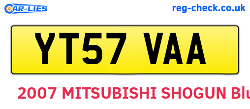 YT57VAA are the vehicle registration plates.
