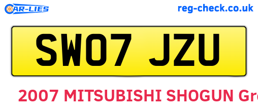 SW07JZU are the vehicle registration plates.