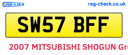 SW57BFF are the vehicle registration plates.