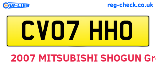 CV07HHO are the vehicle registration plates.