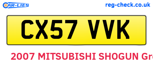 CX57VVK are the vehicle registration plates.