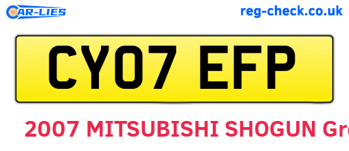 CY07EFP are the vehicle registration plates.