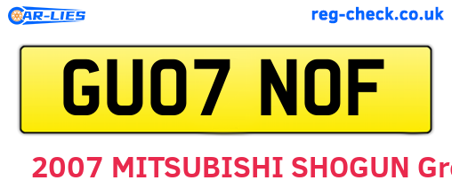 GU07NOF are the vehicle registration plates.