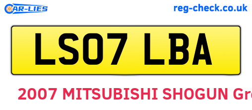 LS07LBA are the vehicle registration plates.