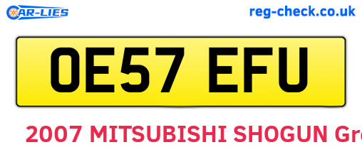 OE57EFU are the vehicle registration plates.