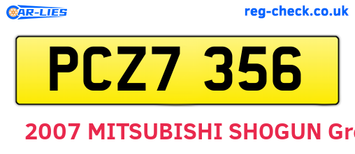 PCZ7356 are the vehicle registration plates.