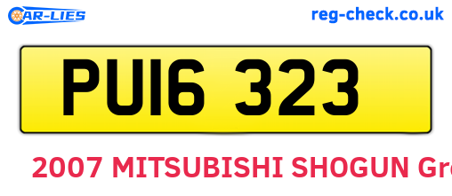 PUI6323 are the vehicle registration plates.