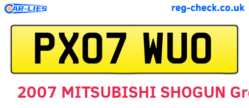 PX07WUO are the vehicle registration plates.