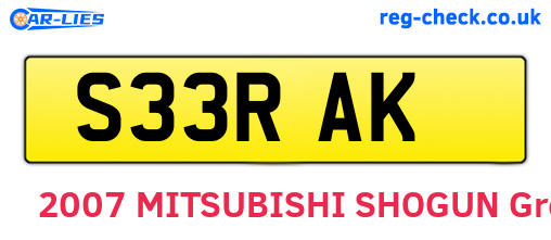 S33RAK are the vehicle registration plates.