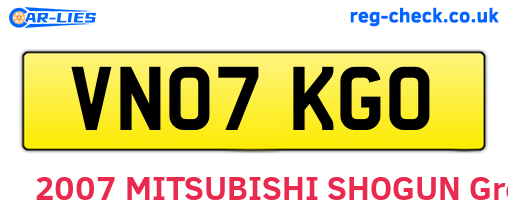 VN07KGO are the vehicle registration plates.
