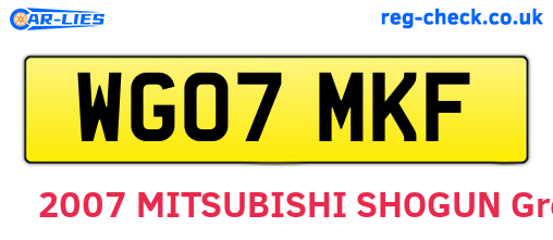 WG07MKF are the vehicle registration plates.