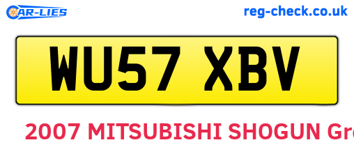 WU57XBV are the vehicle registration plates.