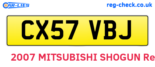 CX57VBJ are the vehicle registration plates.