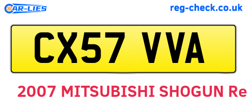CX57VVA are the vehicle registration plates.