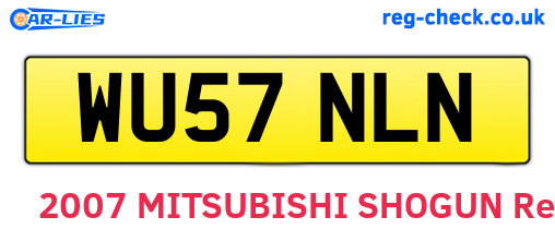 WU57NLN are the vehicle registration plates.