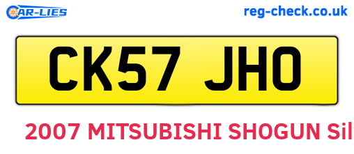 CK57JHO are the vehicle registration plates.