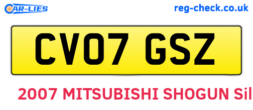CV07GSZ are the vehicle registration plates.