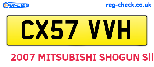 CX57VVH are the vehicle registration plates.