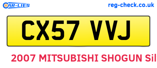CX57VVJ are the vehicle registration plates.