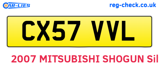 CX57VVL are the vehicle registration plates.