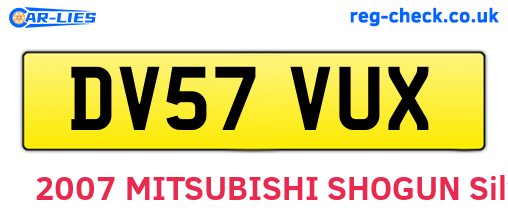 DV57VUX are the vehicle registration plates.