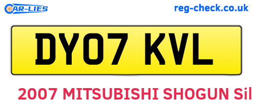 DY07KVL are the vehicle registration plates.