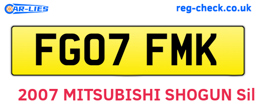 FG07FMK are the vehicle registration plates.