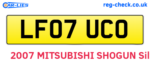 LF07UCO are the vehicle registration plates.