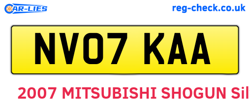 NV07KAA are the vehicle registration plates.