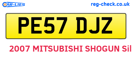 PE57DJZ are the vehicle registration plates.