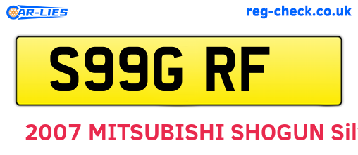 S99GRF are the vehicle registration plates.