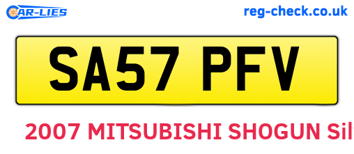SA57PFV are the vehicle registration plates.