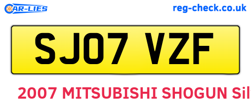 SJ07VZF are the vehicle registration plates.