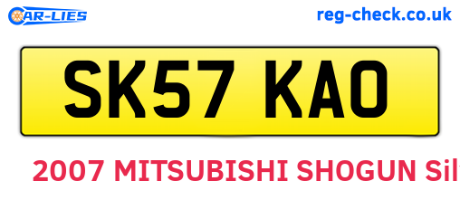 SK57KAO are the vehicle registration plates.