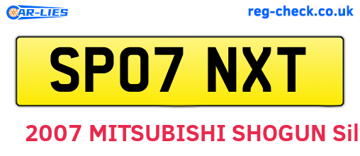 SP07NXT are the vehicle registration plates.