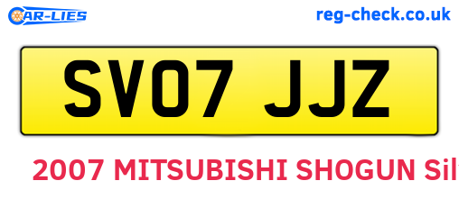 SV07JJZ are the vehicle registration plates.