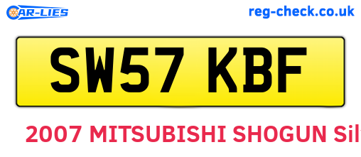 SW57KBF are the vehicle registration plates.