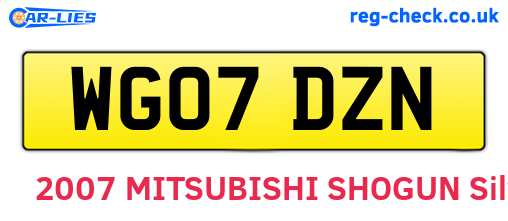 WG07DZN are the vehicle registration plates.