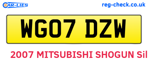 WG07DZW are the vehicle registration plates.