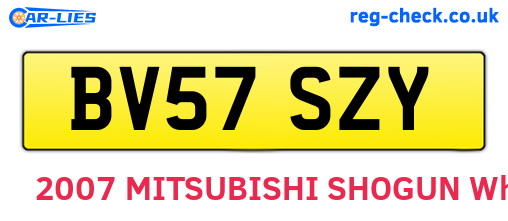 BV57SZY are the vehicle registration plates.