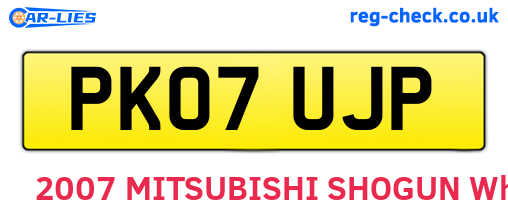 PK07UJP are the vehicle registration plates.
