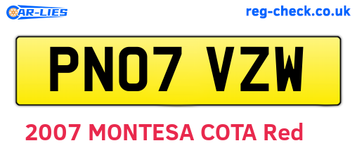PN07VZW are the vehicle registration plates.